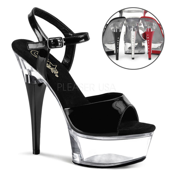 clear platform stripper heels